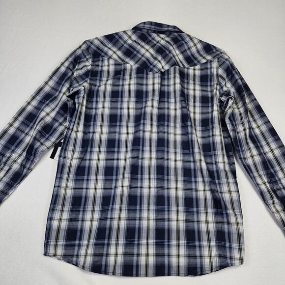 NEW Gibson Trading Co Mens Pearl Snap Western Shirt L Plaid Blue Rodeo Cowboy - Picture 3 of 16